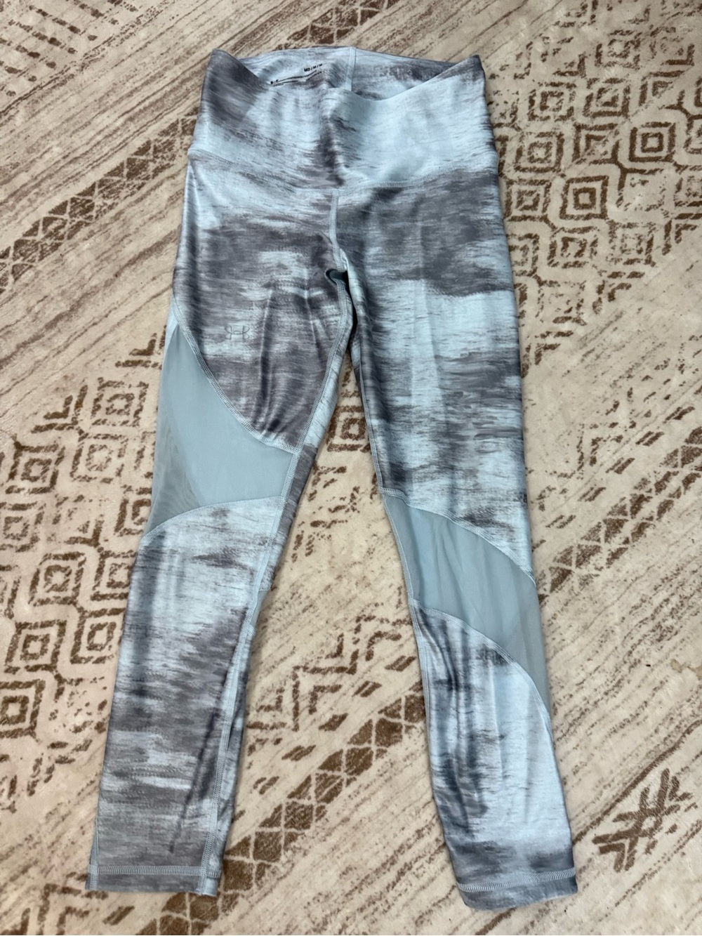 Under Armour Gray Marbled Kids Leggings with Light Gray Mesh Panels